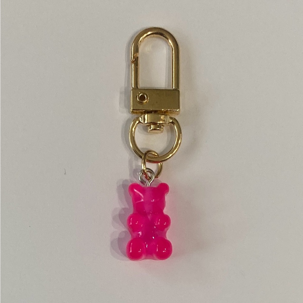 Hot Pink Gummy Bear Gold Bag Charm